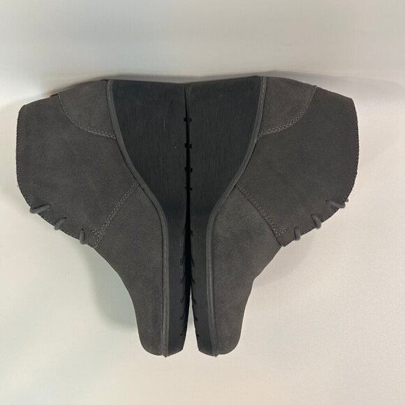 Clarks Women's Hazen Charm Wedge Ankle Boot Grey Leather Suede Size 7 - Picture 3 of 12